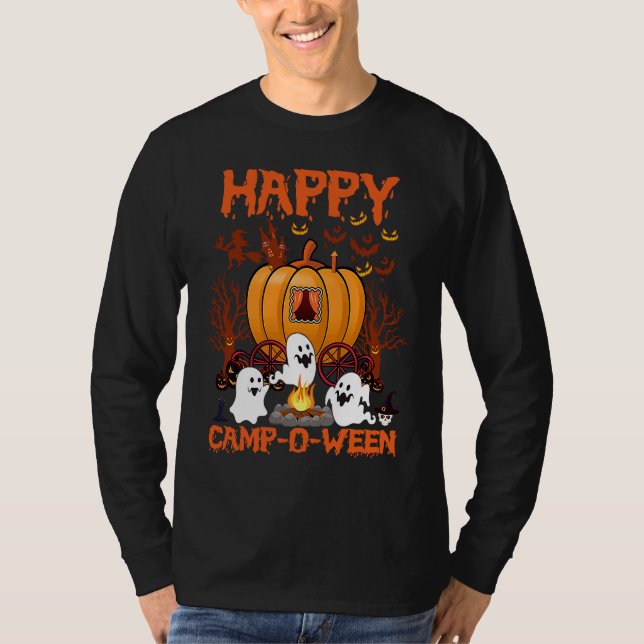 Camiseta Happy Camp O Ween Halloween Camping Camper (Anverso)