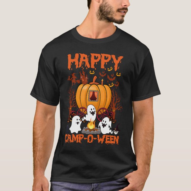 Camiseta Happy Camp O Ween Halloween Camping Camper (Anverso)