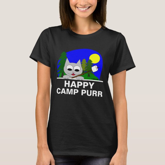 Camiseta "Happy Camp Purr" es gracioso acampar a gato en ca (Anverso)