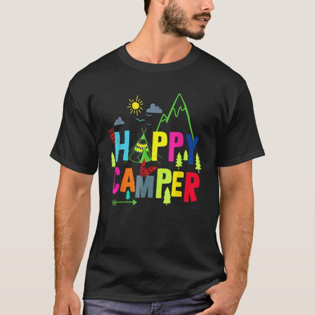 Camiseta Happy Camper Camping Funny Gift Men Women Kids (Anverso)