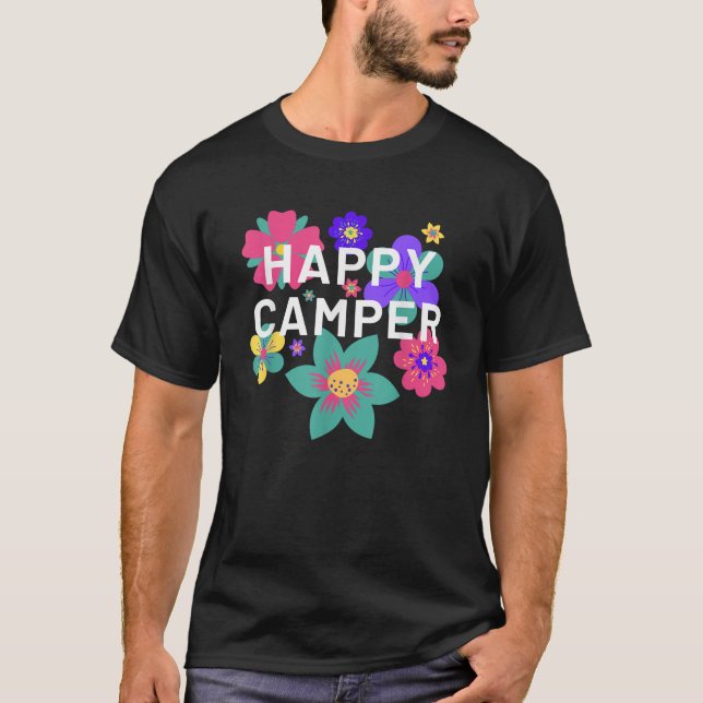 Camiseta Happy Camper Floral Layering Flowers Camping Tee f (Anverso)
