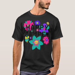 Camiseta Happy Camper Flowers Floral Overlay Camping Gear W