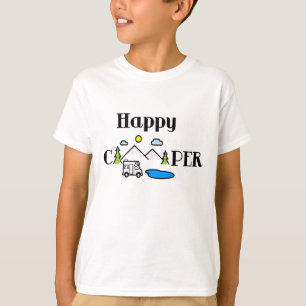 Camiseta Happy Camper Fun Nature Green Digital Art  