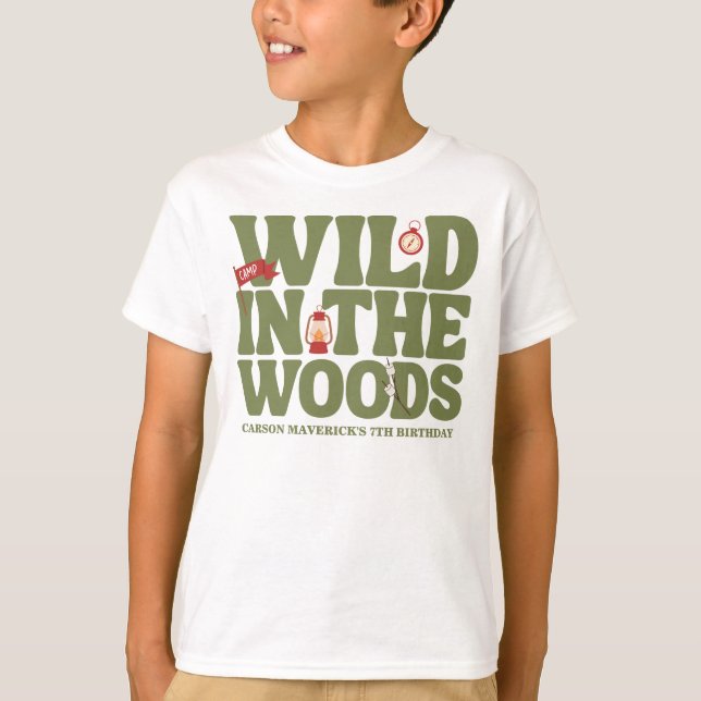 Camiseta Happy Camper Wild In The Woods Kids Birthday (Anverso)