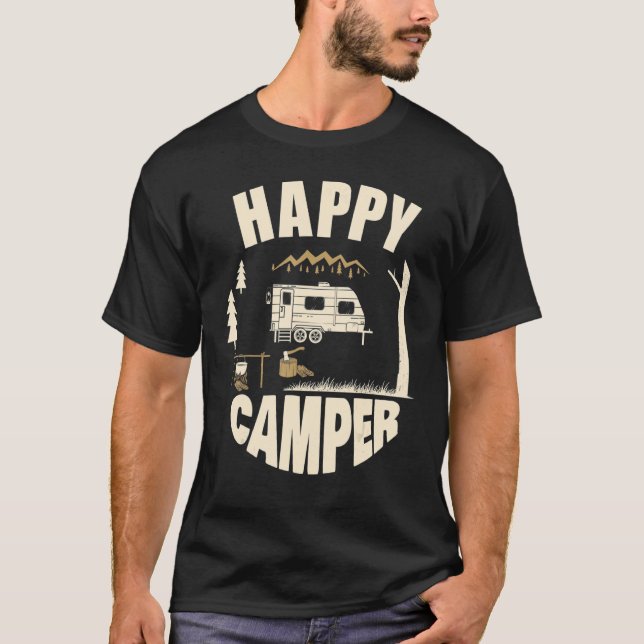 Camiseta Happy Camper Wild Rv Van Camping Outdoor Gra (Anverso)