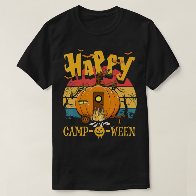 Camiseta Happy CampoWeen Funny Halloween Party Camping Cost (Diseño del anverso)