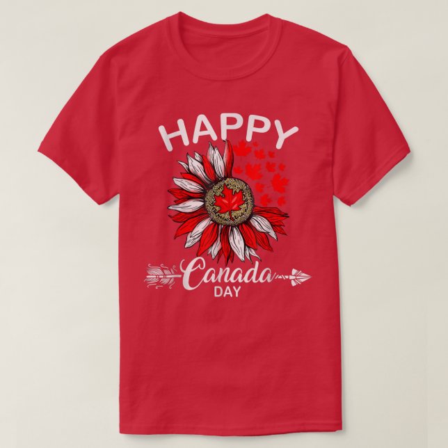 Camiseta Happy Canada Day Funny Maple Leaf Canada Day Sunfl (Diseño del anverso)