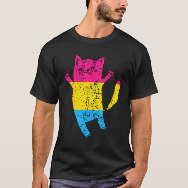 Camiseta Happy Cat Pansexual Flag (Anverso)