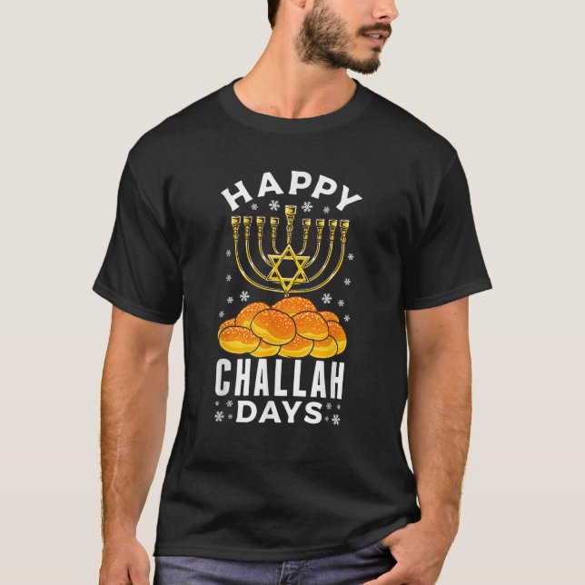 Camiseta Happy Challah Days Hanukkah Jewish Holiday Menorah (Anverso)