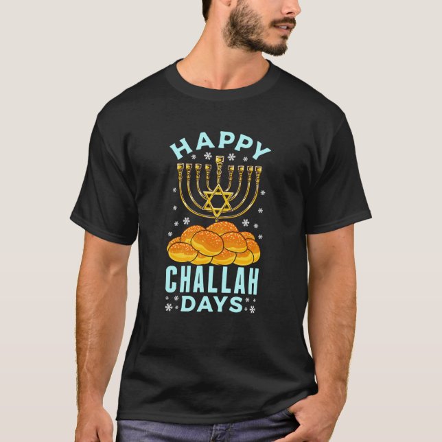 Camiseta Happy Challah Days Hanukkah Jewish Holiday Menorah (Anverso)