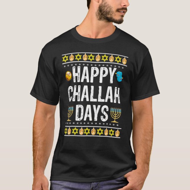 Camiseta Happy Challah Days Jewish Holiday  1 (Anverso)
