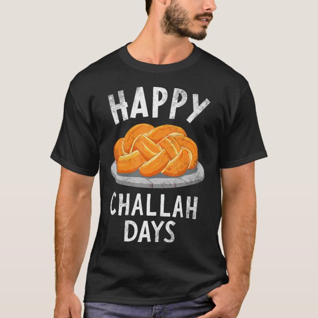 Camiseta Happy Challah Days Menorah Shabbat Hanukkah Jewish (Anverso)