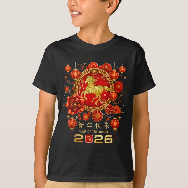 Camiseta Happy Chinese Lunar New Year Horse Zodiac Year Of  (Anverso)