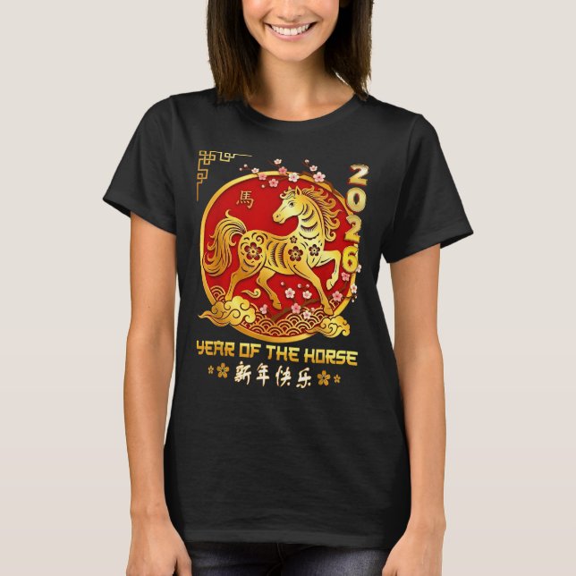 Camiseta Happy Chinese Lunar New Year Horse Zodiac Year Of  (Anverso)