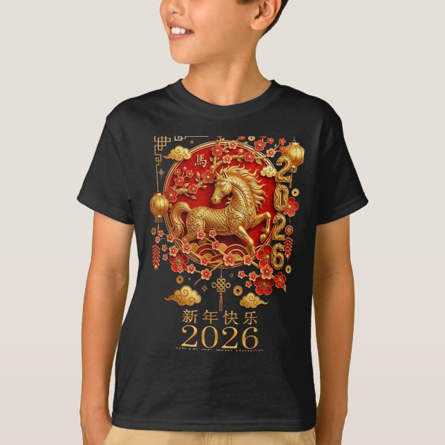 Camiseta Happy Chinese Lunar New Year Of The Horse 2026  (Anverso)