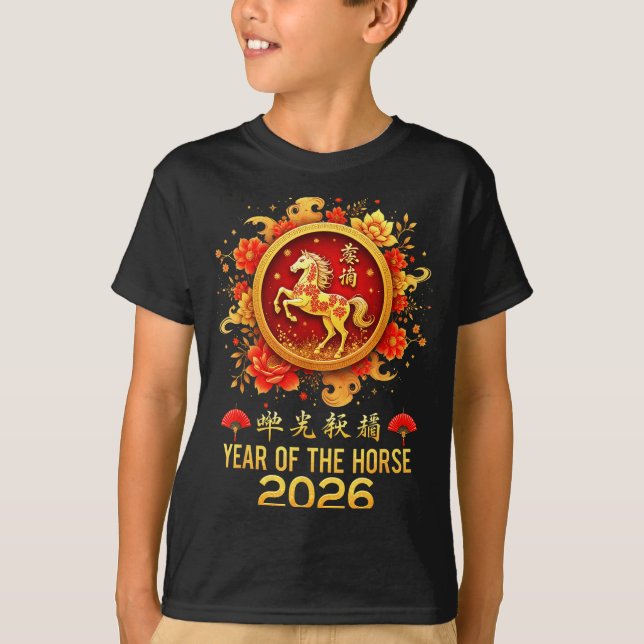 Camiseta Happy Chinese New Year 2026 Lunar Year Of The Hors (Anverso)