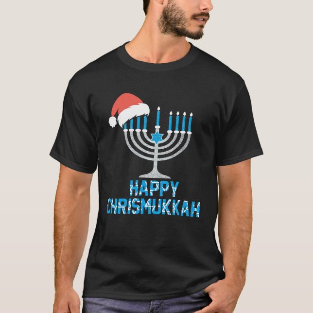 Camiseta Happy Chrismukkah Christmas Santa Hat Hanukkah 202 (Anverso)