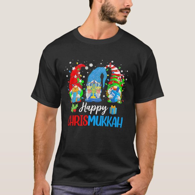 Camiseta Happy Chrismukkah Gnomes Merry Christmas Hanukkah (Anverso)