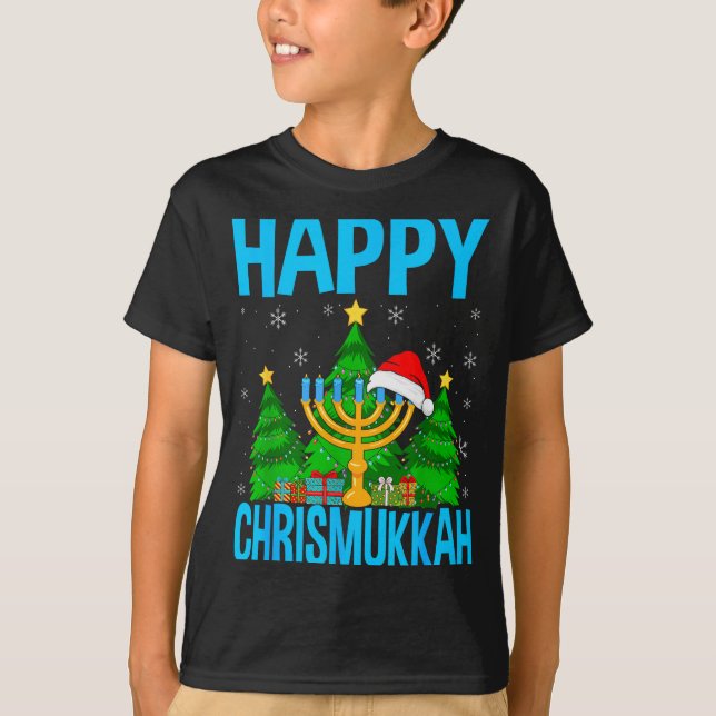 Camiseta Happy Chrismukkah Santa Hat Christmas Hanukkah Sle (Anverso)