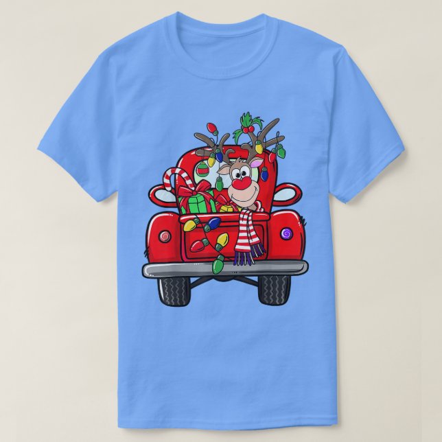 Camiseta Happy Christmas Cute Truck Reindeer Merry Xmas Hol (Diseño del anverso)