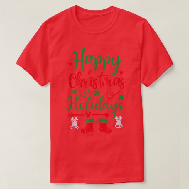 Camiseta Happy Christmas Holidays Bell Christmas  (Diseño del anverso)