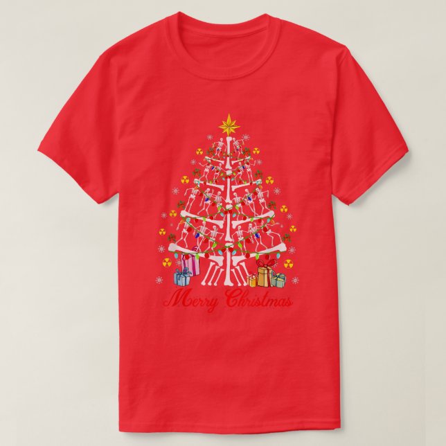 Camiseta Happy Christmas Tree Skeleton Xmas Radiology Radio (Diseño del anverso)