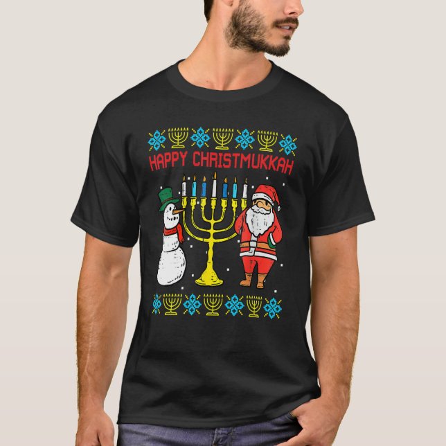 Camiseta Happy Christmukkah Christmas Ugly Hanukkah Pajamas (Anverso)