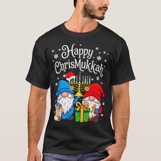 Camiseta Happy Christmukkah Hanukkah Christmas Gnome Xmas F (Anverso)