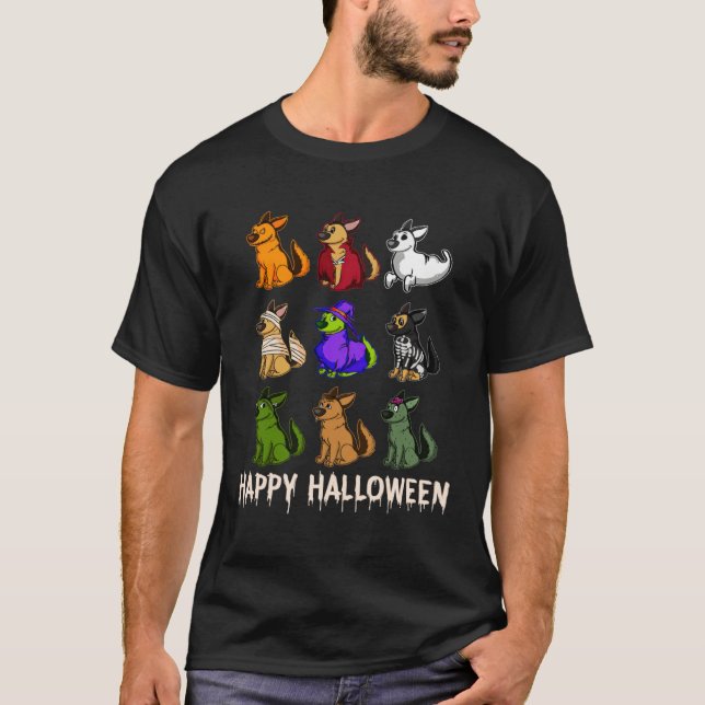 Camiseta Happy Cute German Shepherd Dog Witch Mummy Hallowe (Anverso)