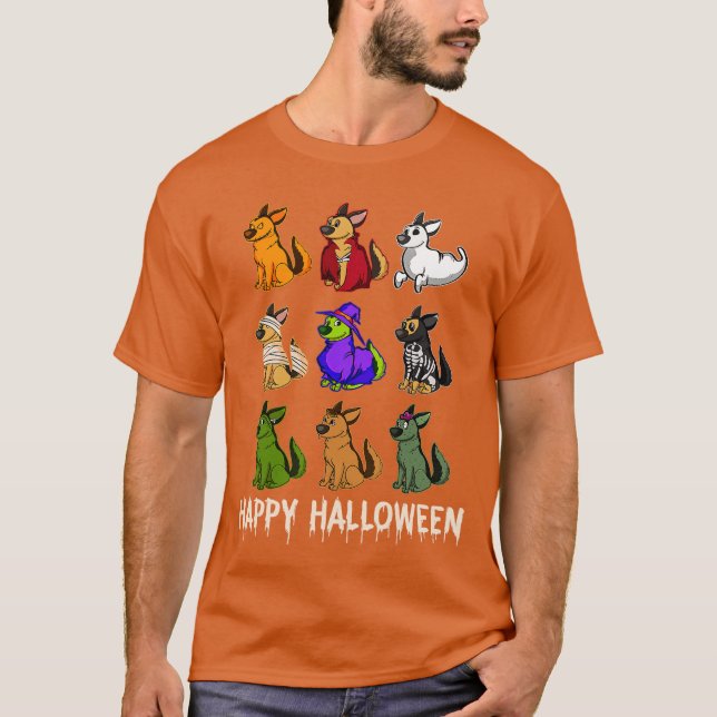 Camiseta Happy Cute German Shepherd Dog Witch Mummy Hallowe (Anverso)