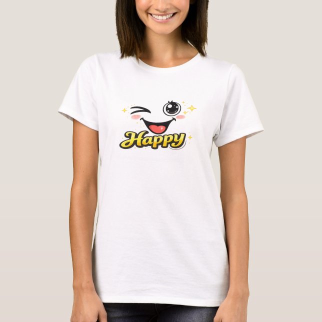 Camiseta Happy Cute Smiley Face Graphic T-Shirt for Women (Anverso)
