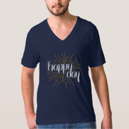 Camiseta Happy Day Navy Unisex V-Neck T-Shirt