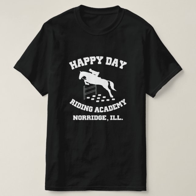 Camiseta Happy Day Stables, Riding Academy, Norridge, IL (Diseño del anverso)
