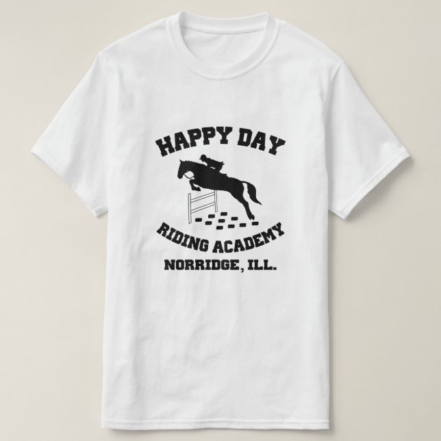 Camiseta Happy Day Stables, Riding Academy, Norridge, IL (Diseño del anverso)