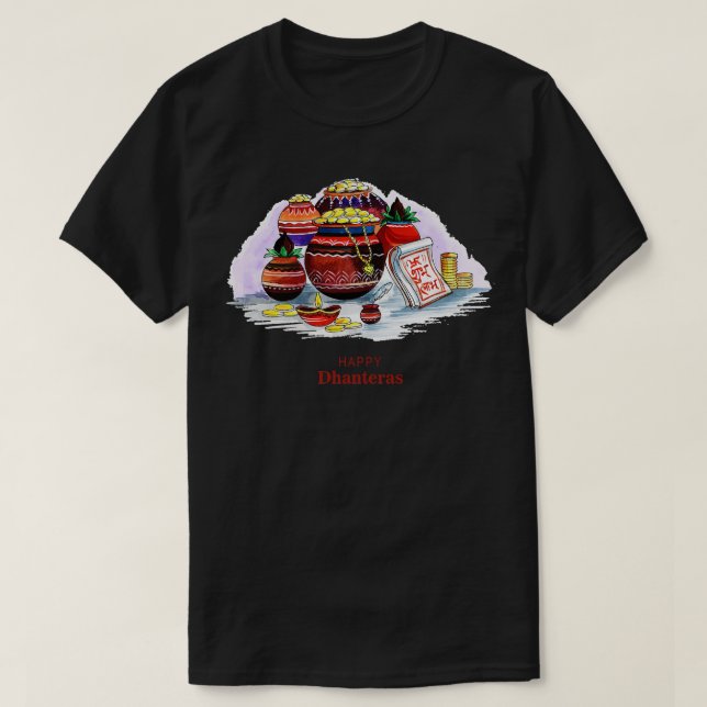 Camiseta Happy Dhanteras Watercolor (Diseño del anverso)