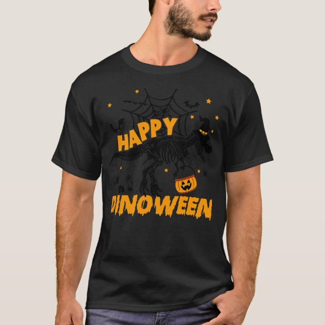 Camiseta Happy Dinoween Funny Dinosaur Skeleton Halloween K (Anverso)