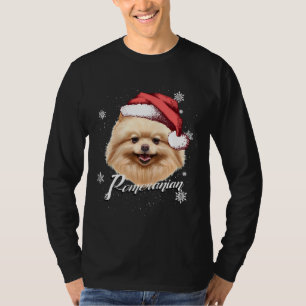 Camiseta Happy Dog Brown Pomeranian Christmas Santa Hat