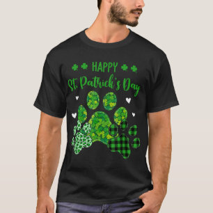 Camiseta Happy Dog Paws Leopard Print Dog Dueños St Patrick