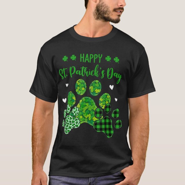 Camiseta Happy Dog Paws Leopard Print Dog Dueños St Patrick (Anverso)