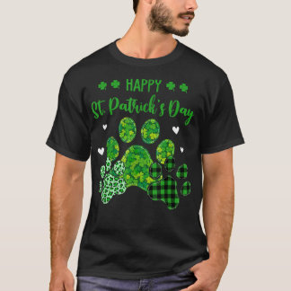 Camiseta Happy Dog Paws Leopard Print Dog Dueños St Patrick