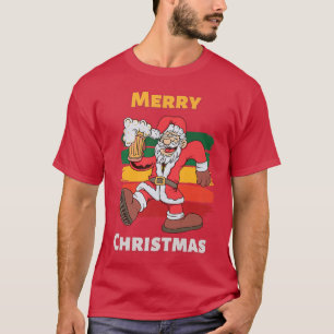Camiseta Happy Drunk Santa Beer Mug Merry Christmas For Adu
