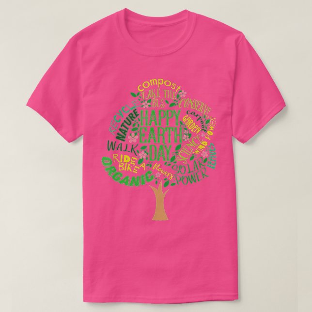 Camiseta Happy Earth Day 2019's Cute Tree Drawing Illustrat (Diseño del anverso)