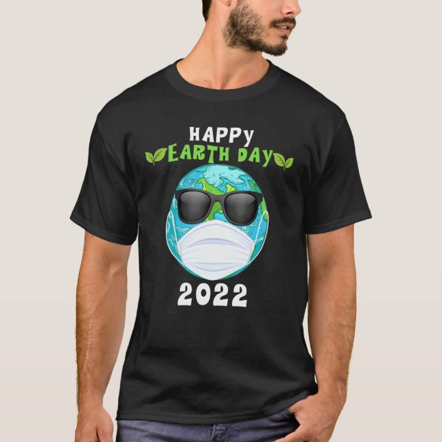 Camiseta Happy Earth Day 2022 Earth Wearing Mask Kids Todd (Anverso)