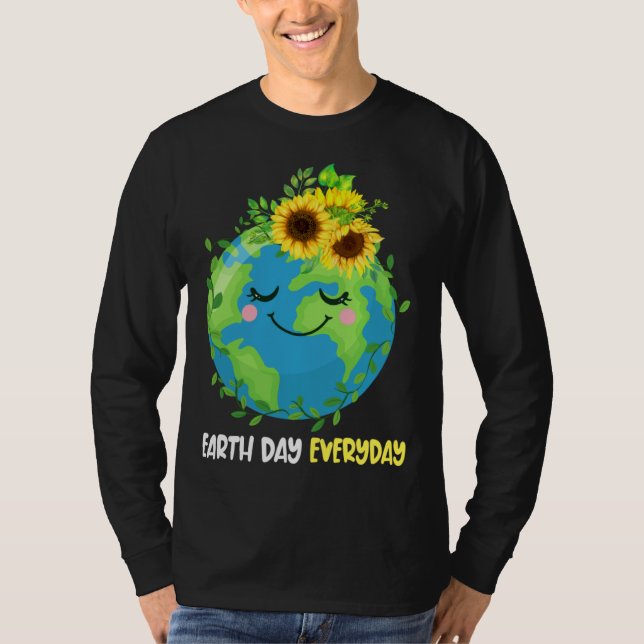 Camiseta Happy Earth Day Everyday 2023 Earth Sunflower Save (Anverso)