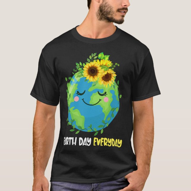 Camiseta Happy Earth Day Everyday 2023 Earth Sunflower Save (Anverso)