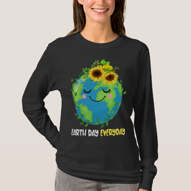 Camiseta Happy Earth Day Everyday 2023 Earth Sunflower Save (Anverso)