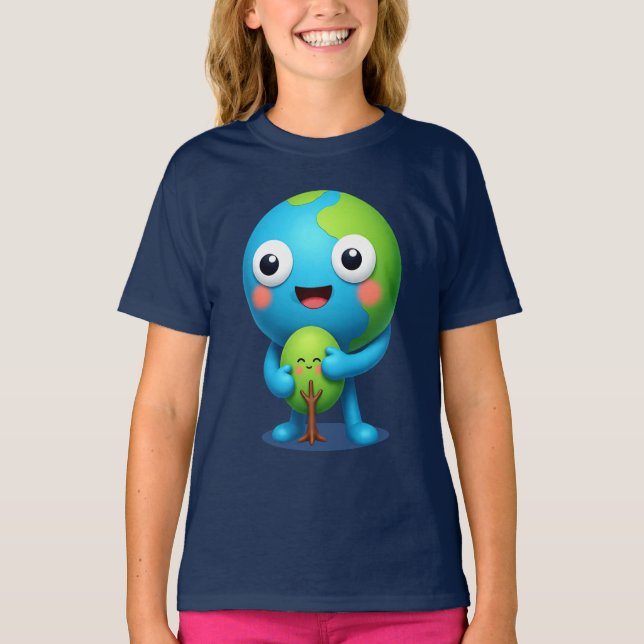 Camiseta Happy Earth Hugging Tree Shirt Cute Nature (Anverso)