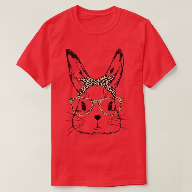 Camiseta Happy Easter 2022 Dy Cute Bunny Face & Leopard Pri (Diseño del anverso)