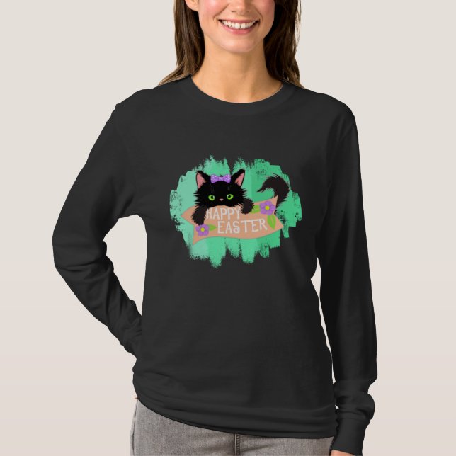 Camiseta Happy Easter Black Kitty (Anverso)
