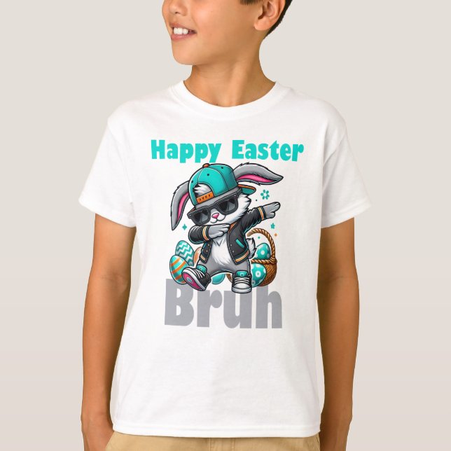 Camiseta Happy Easter Bruh, Easter Bunny Dabbing  (Anverso)